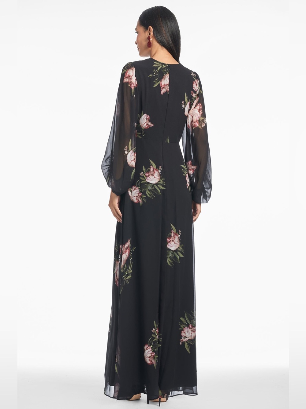 Sachin + Babi NWT JENNY GOWN - NOIR BLOSSOM Floral Print Black Maxi Dress Size 4 - Picture 4 of 5